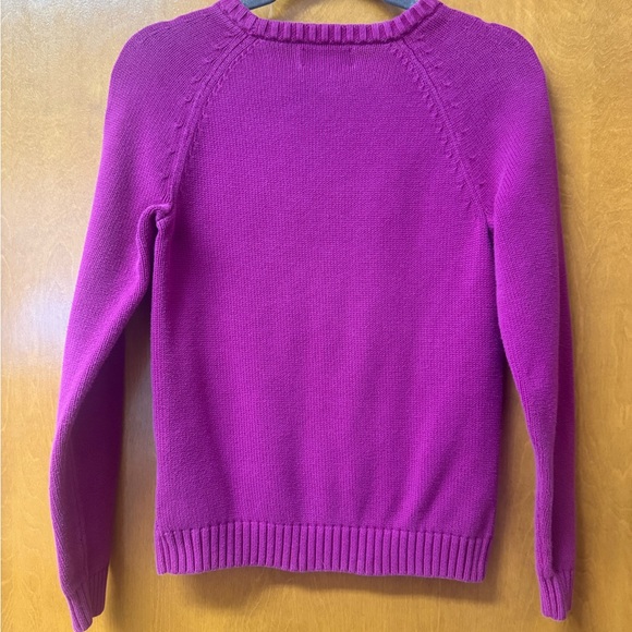 Lands' End Women's Vibrant Purple Cable Knit Sweater - Picture 4 of 4